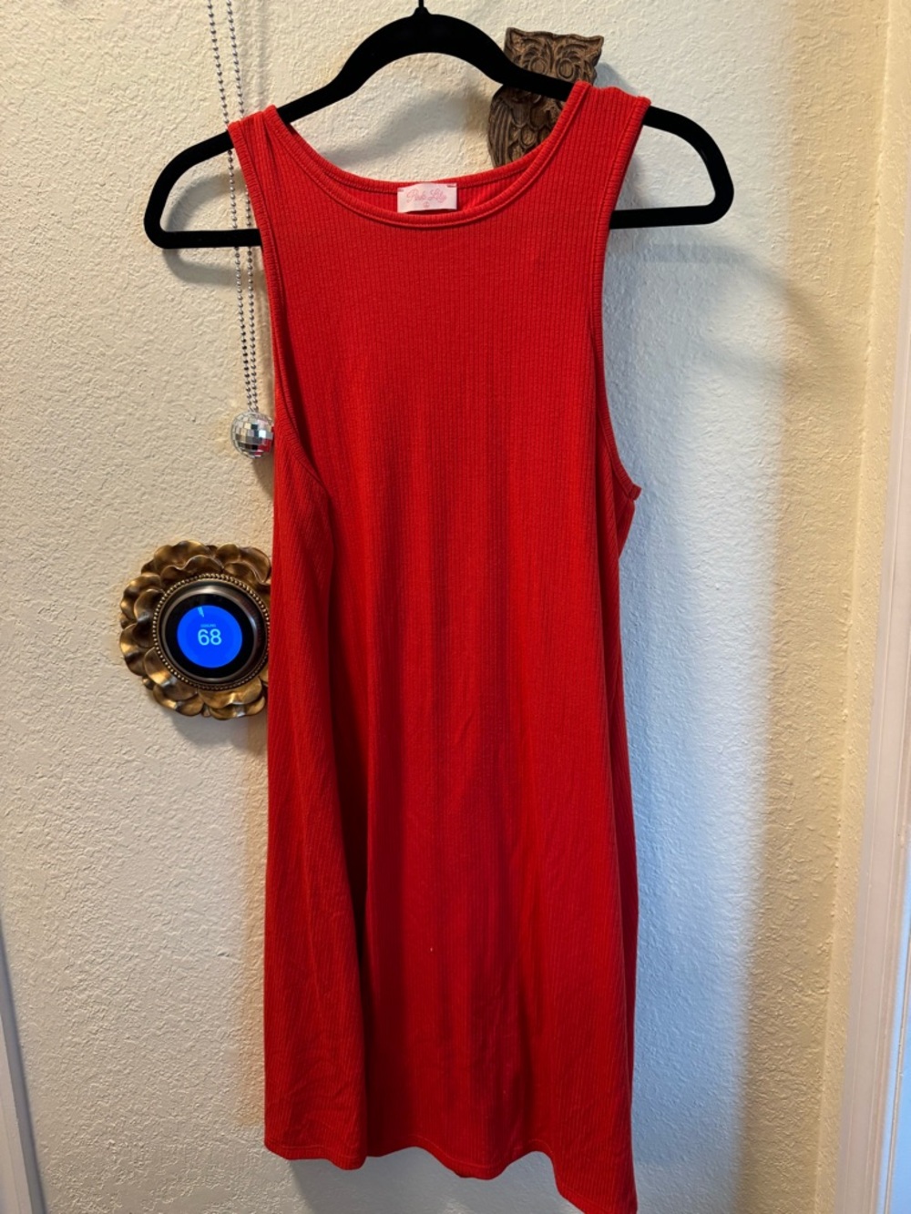 Pink Lily Bright Red Ribbed Tank Mini Dress - Picture 1 of 2